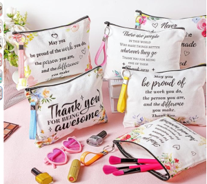 Cosmetic Bag with Zipper Keychain Appreciation Gift